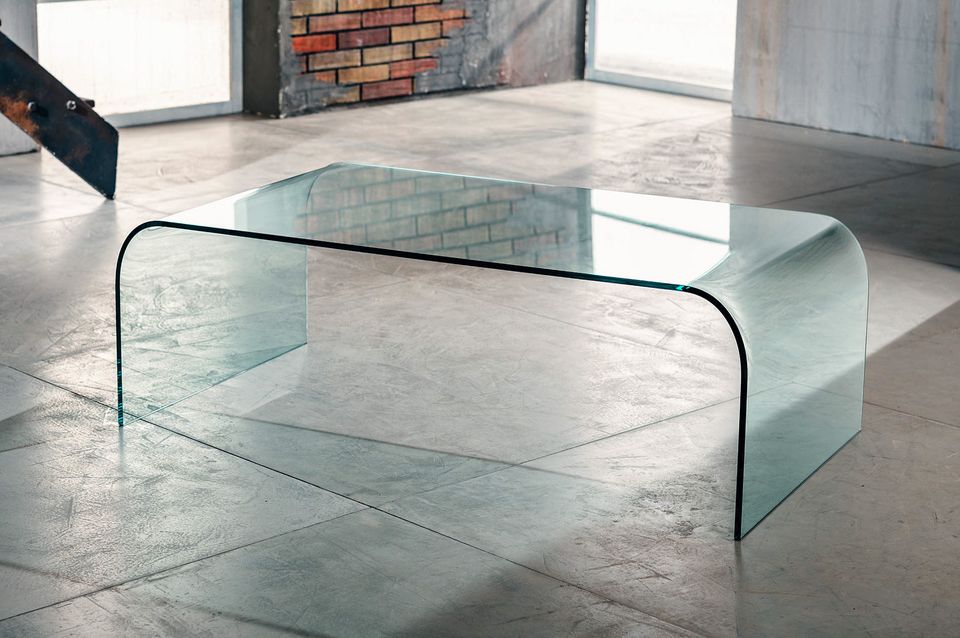 Grace imago factory ponte in vetro curvato 110x60 h38cm Tavolini per salotto in vetro